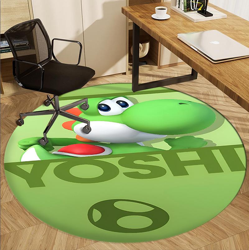 Yoshi Pattern Round Rug, Indoor/Outdoor Mat, for Picnic, Gameroom, Bedroom, Office, Living Room, Home Decor Carpet, Birthday Gift