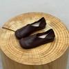 Fashion Brown Leather Pure Handmade Shoes  The Retro Art Mori Girl Shoes Women's Casual Flats Shoes Two Way To Wear
