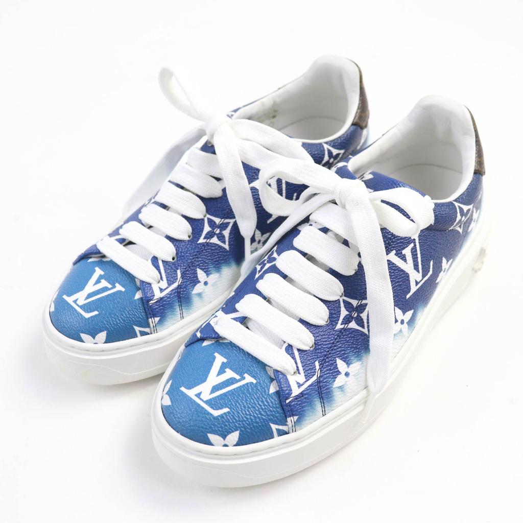 Great LOUIS VUITTON sneakers LV Escal Monogram blue leather Women 34.5 CL1129 Used