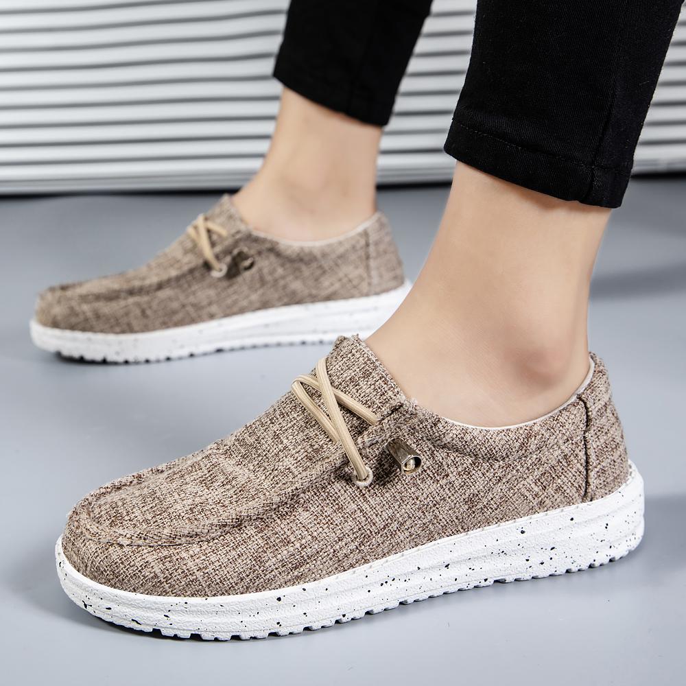 Дышащие парусиновые кроссовки без шнуровки для мужчин — нескользящая обувь для весны и лета