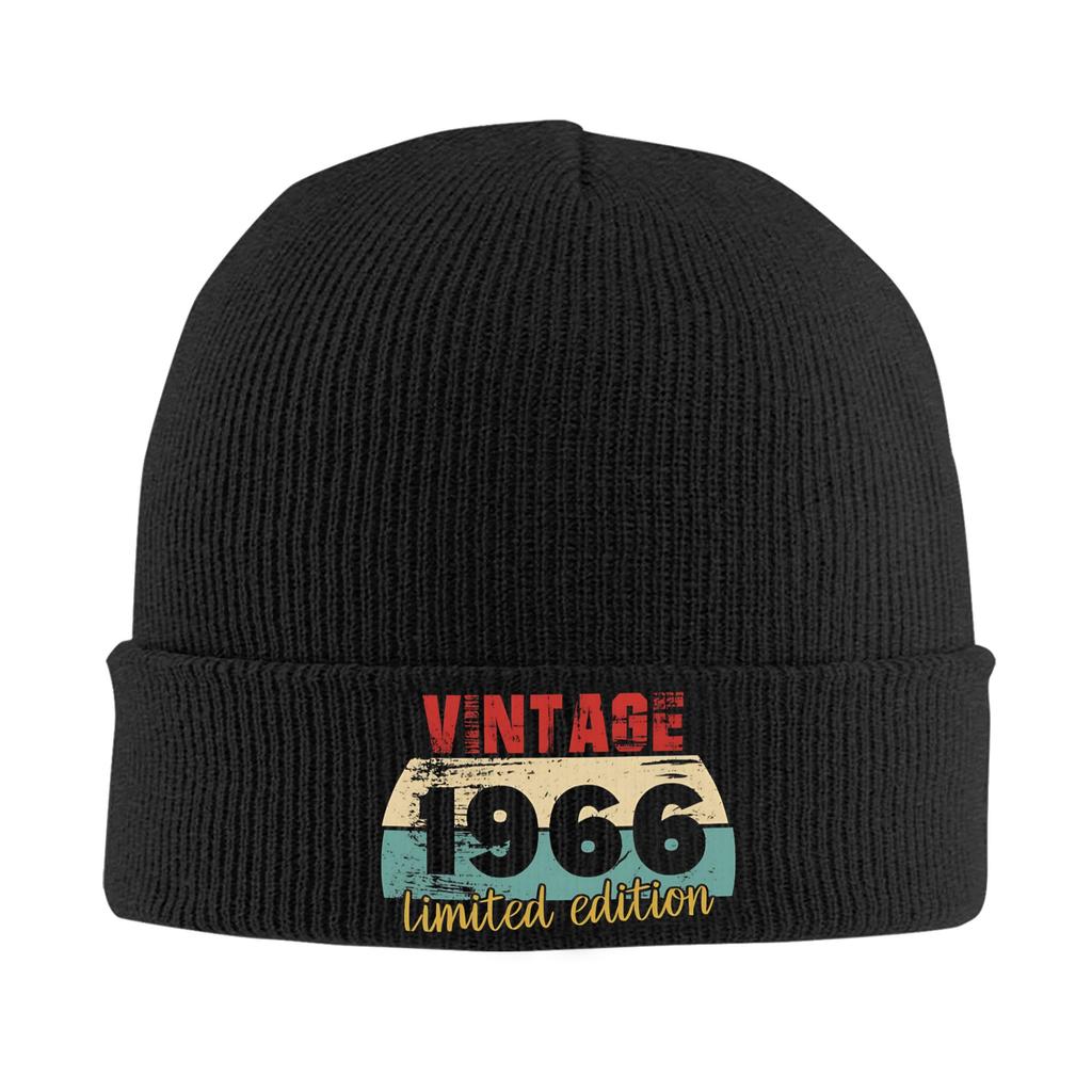 Men Women Knit Cuff Beanie Born in 1966 vintage age 60 years old 60th birthday Winter Warm Knitted Caps  Beanies Skullies