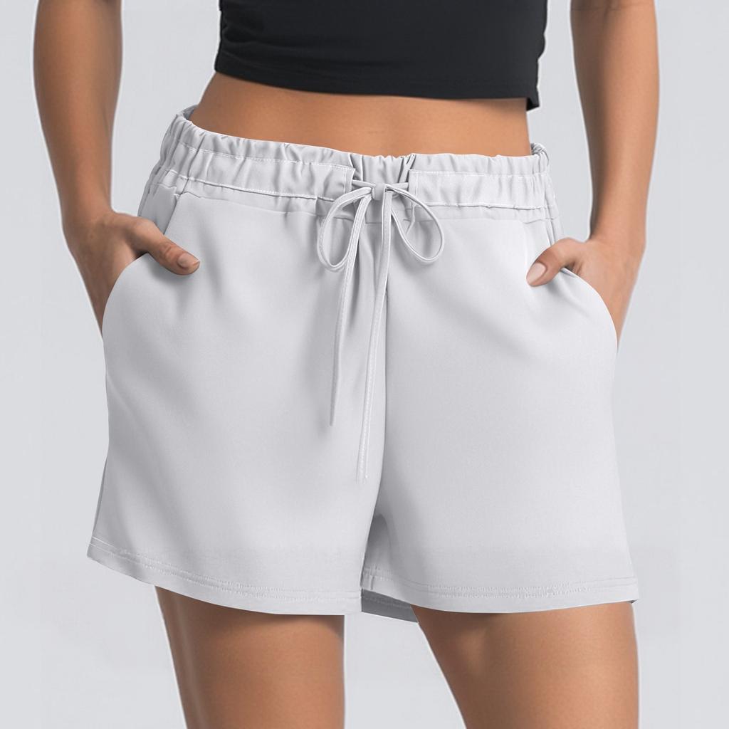 Women's Summer Drawstring Sports Shorts High Waist Casual Shorts With Pockets