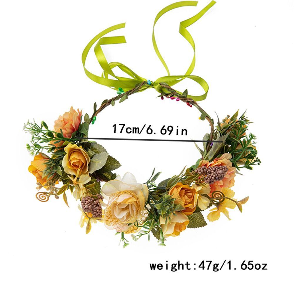 Rose Flower Headband Festival Wedding Hair Wreath Bohemian Headwear for Women Girls
