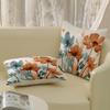 18*18 inch spring linen green plant purple flower pillowcase 2-piece suitable for sofa bedroom outdoor Brown-green