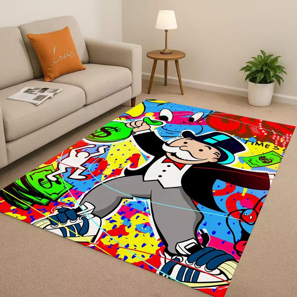 3D Rich Game Monopoly Money Dollar Cartoon Living Room Non-Slip Area Rug Soft Carpet for Bedroom Sofa ,Easy Clean Home Doormat