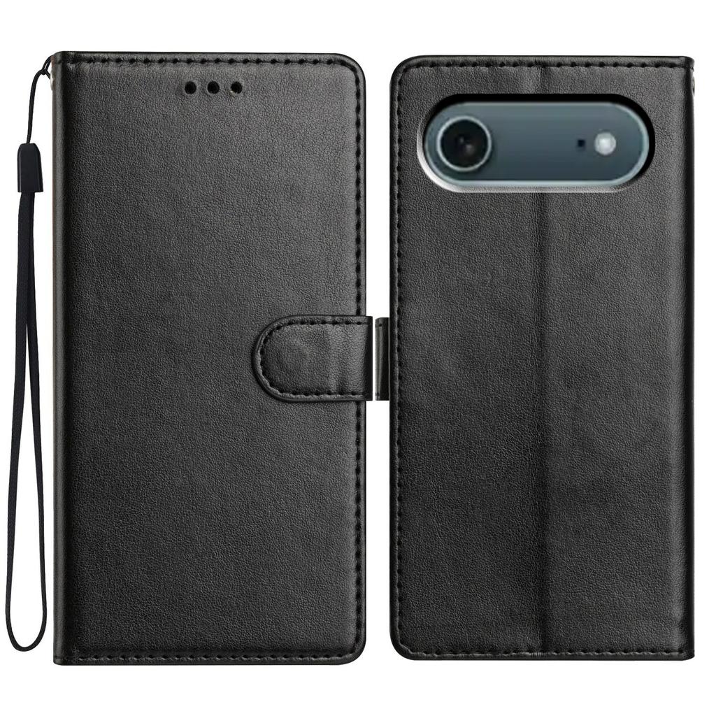 For iPhone 17 Air Leather Case Wallet Stand Phone Cover with Handy Strap