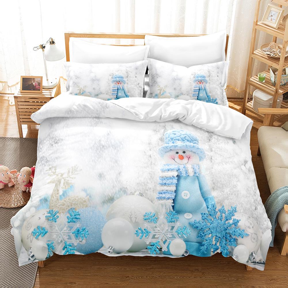 3D Рождественский комплект постельного белья С Новым годом Пододеяльник Наволочка 2/3 Праздничный подарок AU140 * 210 Полный размер Быстросохнущий мягкий домашний текстиль