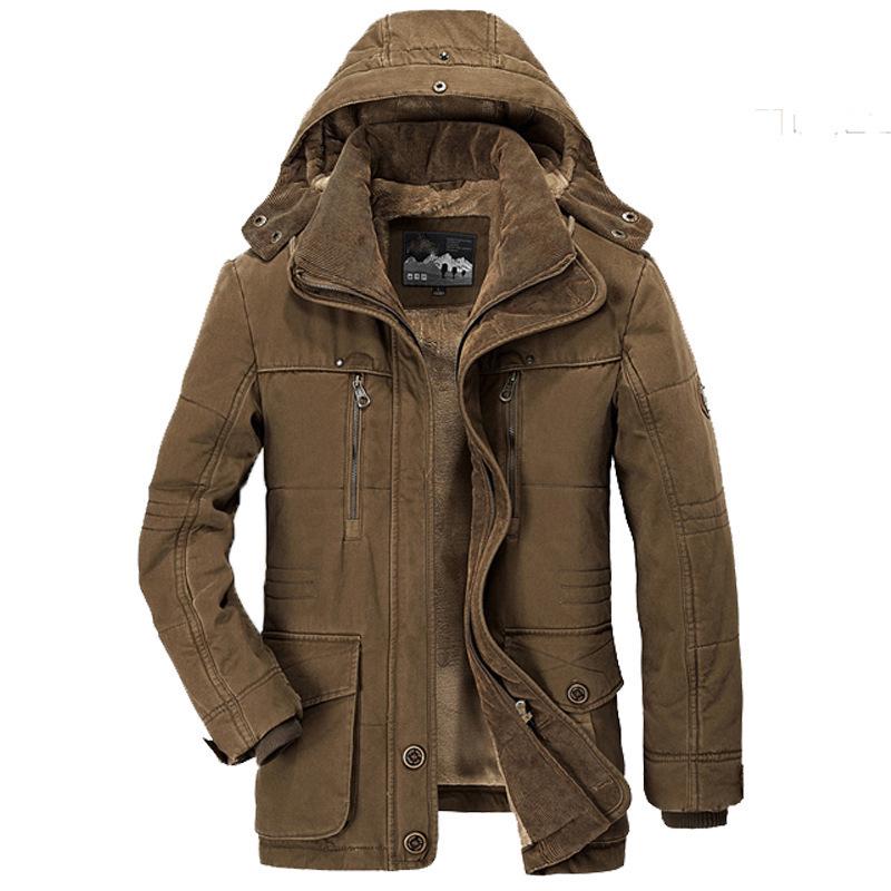 Winter Business Casual Multi-pocket Hooded Men's Thickened Men's Cotton Coat Top Coat