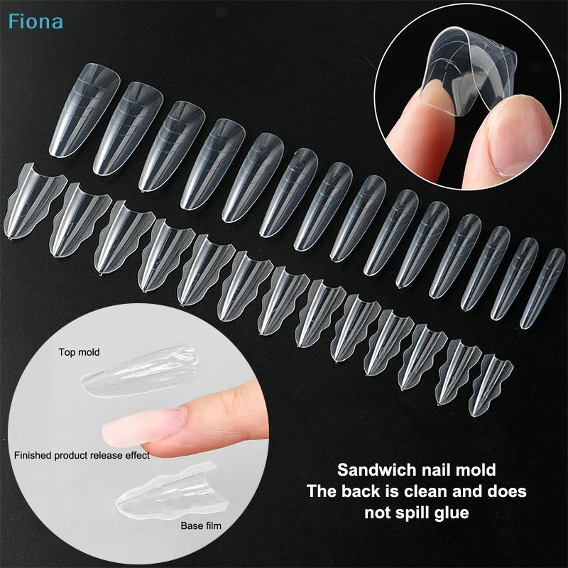 60PCS Sandwich Dual Nail Form Coffin Almond Nail Forms 15Size Reusable Top Bottom Forms Nail Art Extension