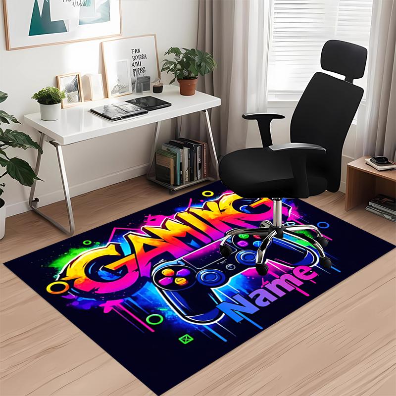 Custom Name Game Controller Printed Carpet, for Office Chair Living Room Bedroom Kitchen Room Decor Gifts.