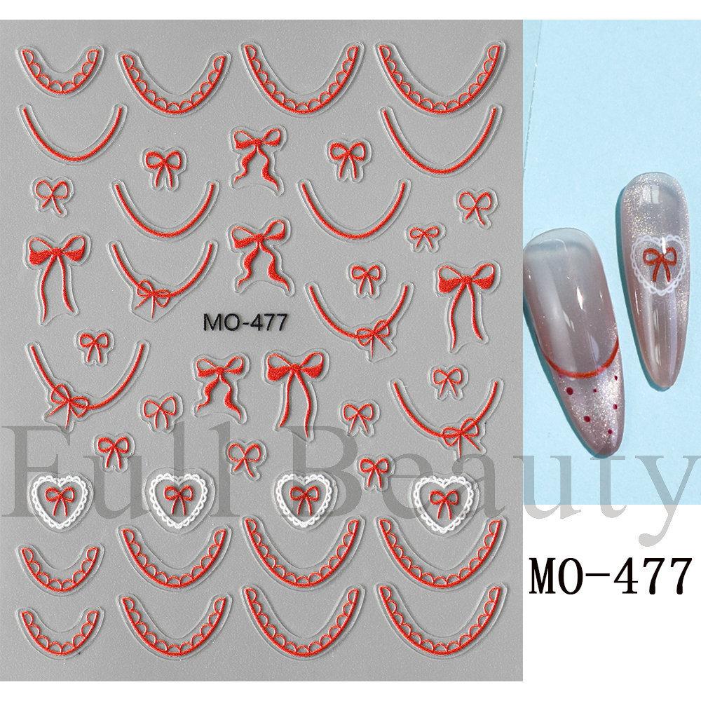 Nail Art Stickers, Cute Ballet Lace French Bow Adhesive Nail Stickers