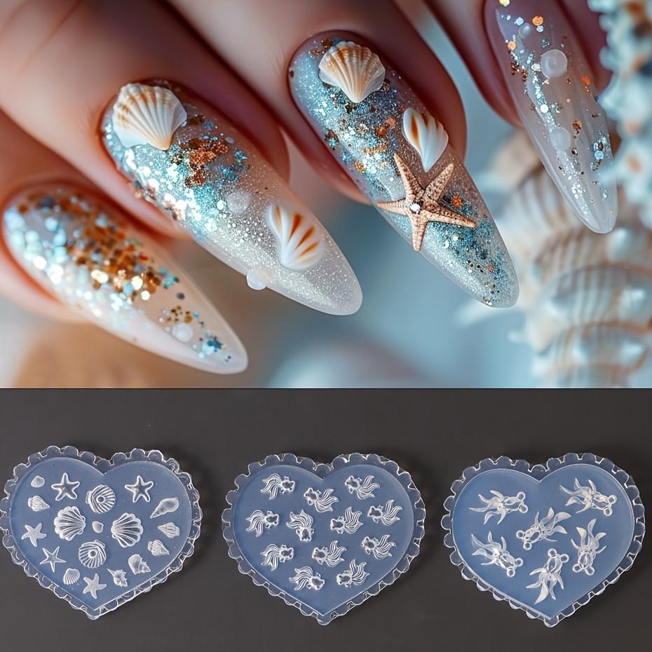 6 шт. Силиконовые формы для лепки – Летний пляжный стиль с морской звездой, ракушкой и золотой рыбкой, Трафарет для нейл-арта для DIY аксессуаров для ногтей и украшений из полимерной глины