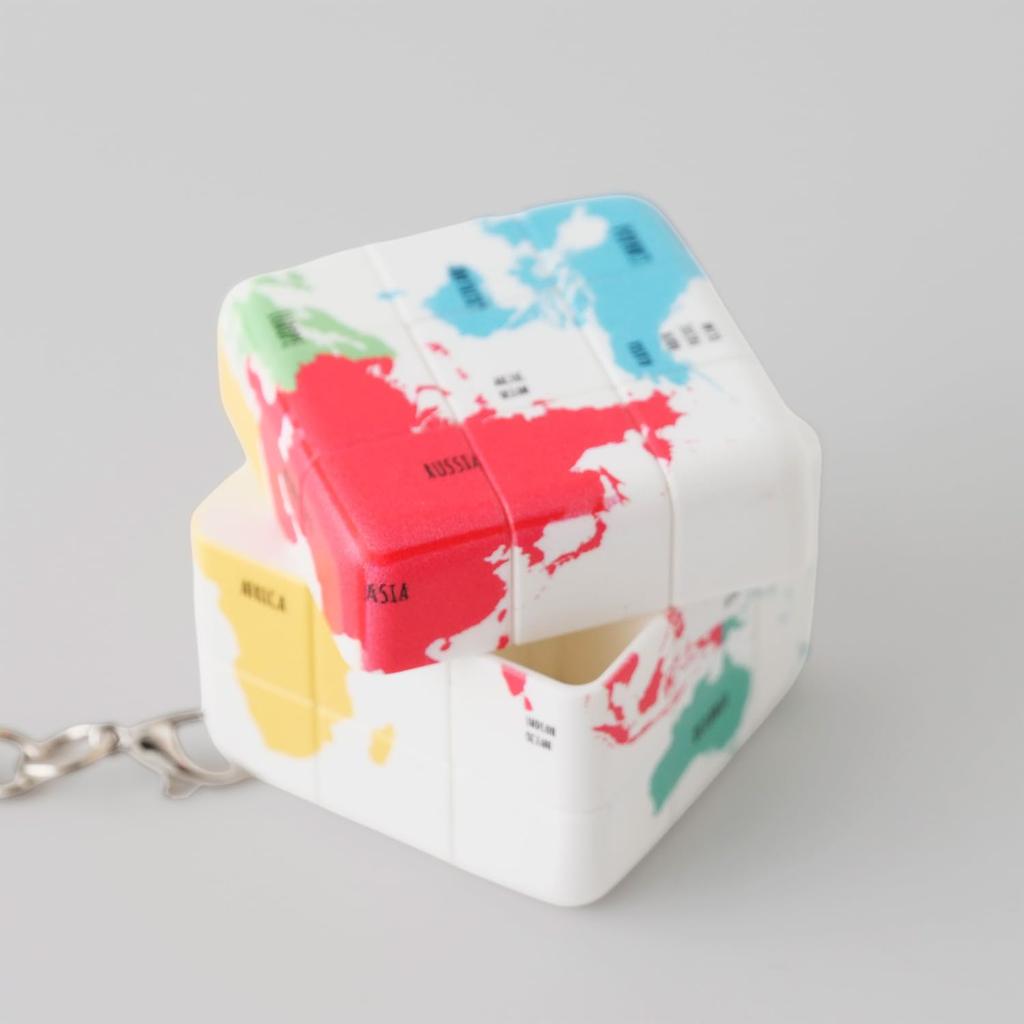 Globe Cube Keyring 3x3 3D Puzzle World Map [Slip-on] SGK-1201
