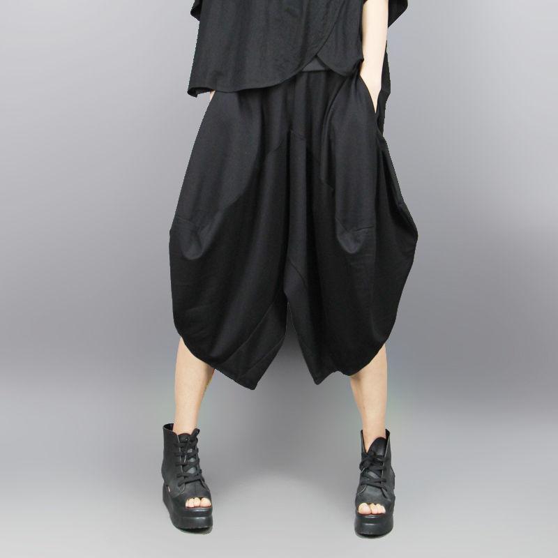 Летние повседневные брюки-фонарики для женщин, брюки-шаровары, брюки-бутоны, корейская версия, свободная юбка, укороченные брюки