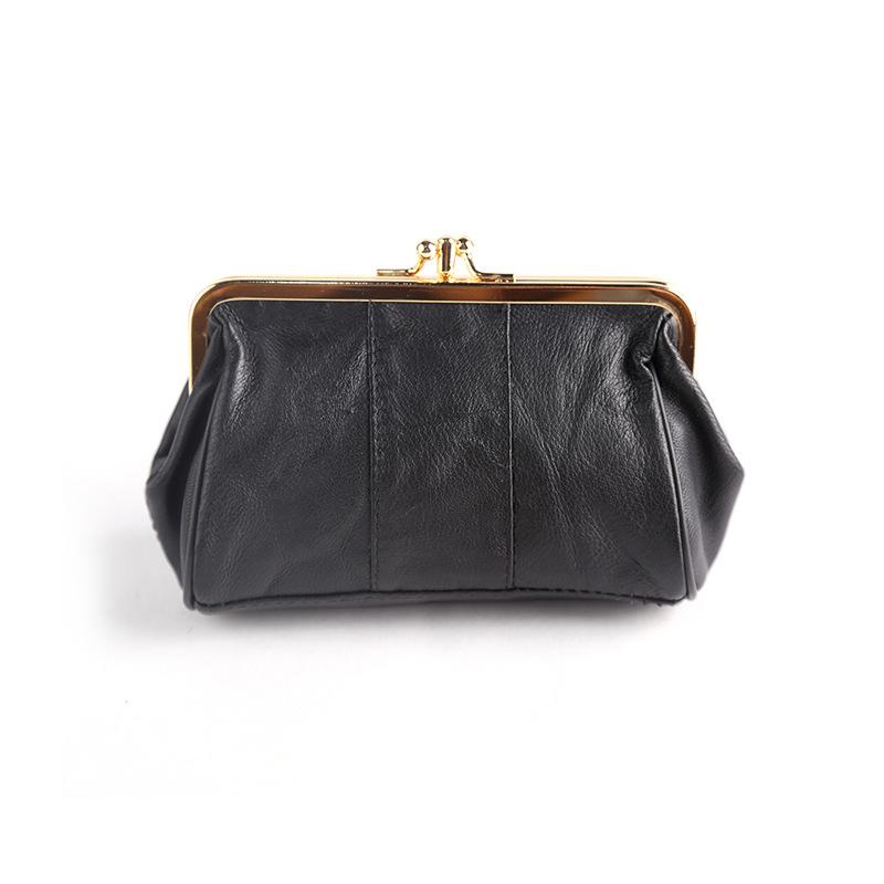 New Fashion Women Wallet Genuine Leather Coin Purse Female Coin Wallet Lady Change Handbag Metal Bar Opening Wallet