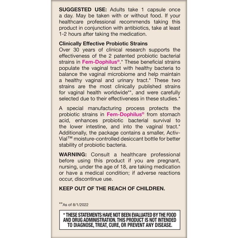 Jarrow Women's Fem Dophirus Lactobacillus Capsules, 60 tablets, 3 units