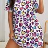 Printed With Love Women's Dresses Summer Women's Home Stretchy Nightgowns Leopard Dresses Women's Knee Dresses