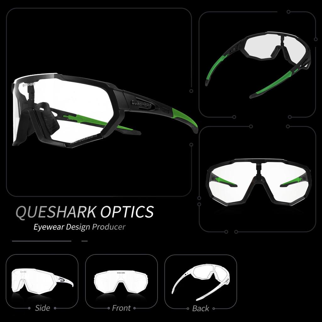 Queshark Photochromic Cycling Sunglasses MTB Sports Glasses Bicycle Goggles Mountain Bike Glasses Men's Women Cycling Eyewear