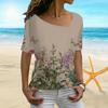 Женская майка с короткими рукавами и 3D колокольчиком с принтом орхидеи, нерегулярный воротник, женская футболка