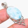 Natural Republic Larimar Gemstone 925 Solid Sterling Silver Gift Pendant 2" B4z22