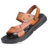 Модные летние нескользящие кожаные сандалии с открытым носком Новые сандалии и шлепанцы Мужские сандалии из натуральной кожи Взрослая обувь на толстой подошве для пляжа