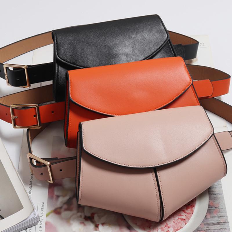 Korean Version of Mini Pockets Ladies PU Leather Waist Belt Bag Women Mini Disco Waist Pack