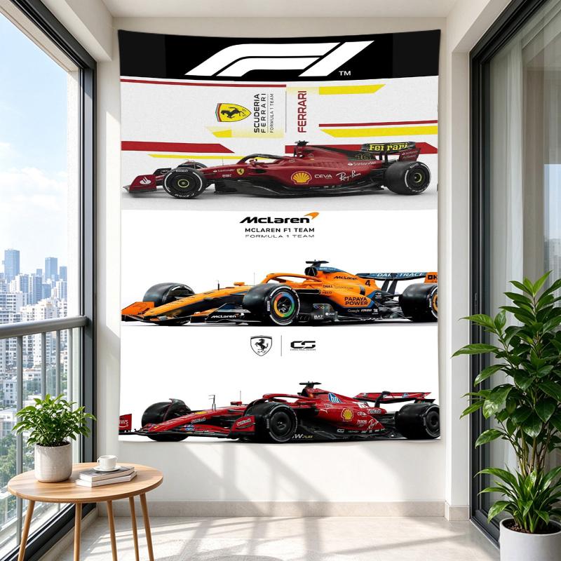 Formula 1 Ferrari Red Racing Wall Tapestry for Formula 1 Fans Garage Man Cave Bedroom Decor