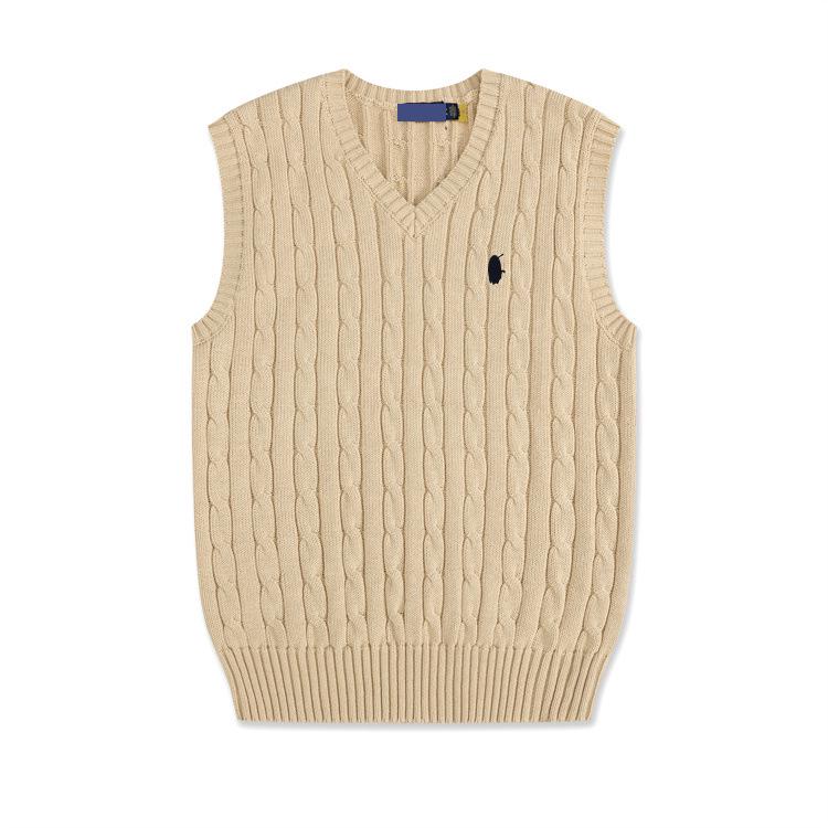 Мужской вязаный жилет-свитер с V-образным вырезом из шерсти и хлопка