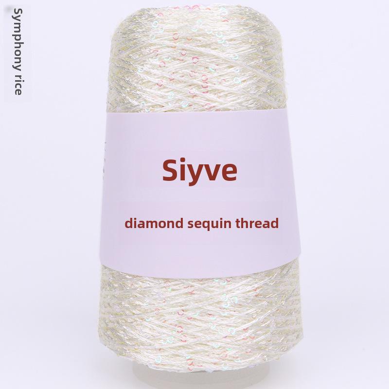 Пряжа с пайетками Siyue 2 мм - шерстяная пряжа ручной работы для проектов своими руками (100г)