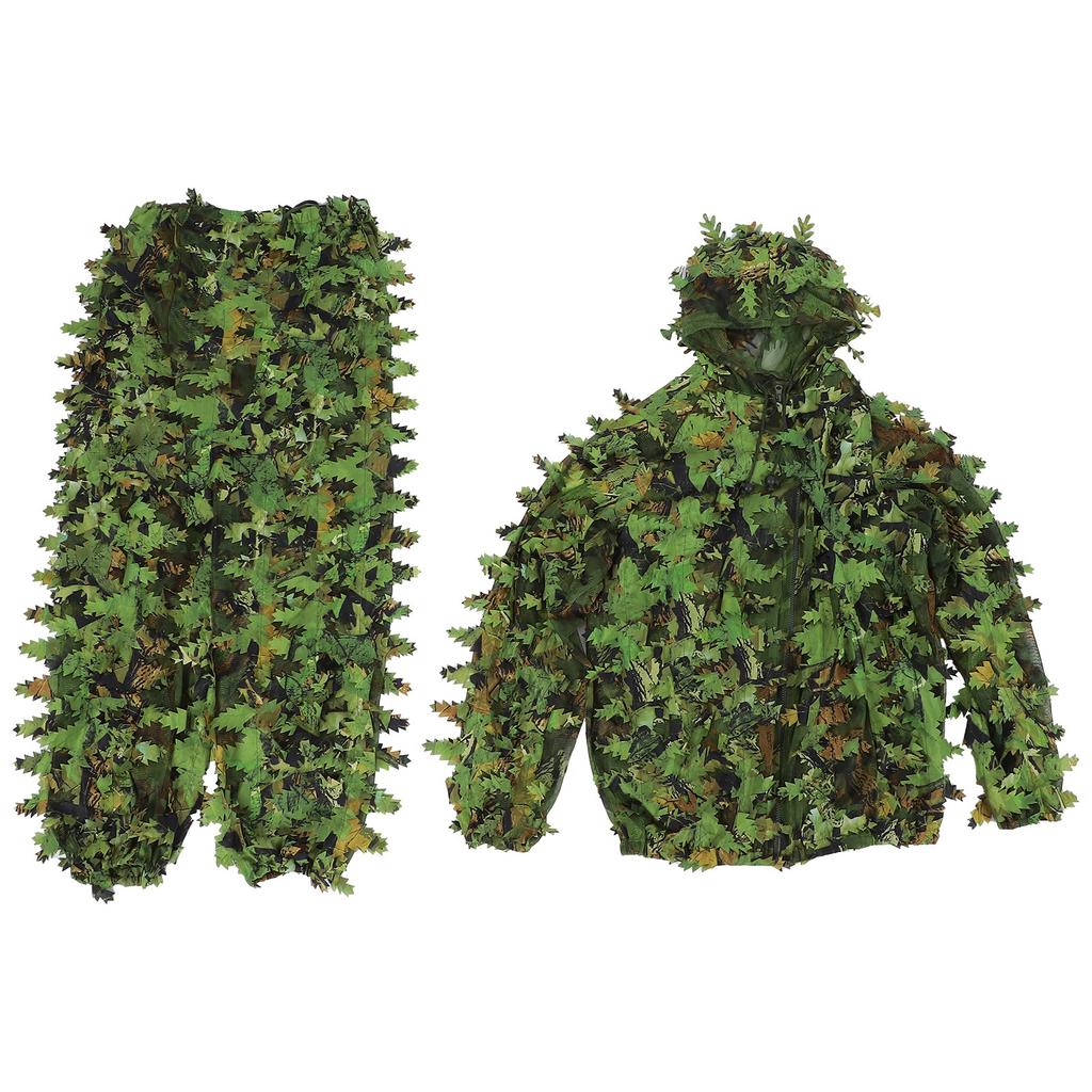Зеленый Дикий Камуфляжный Костюм Ghillie 3D Лист Куртки и Штаны Комплект Одежды Для Охоты