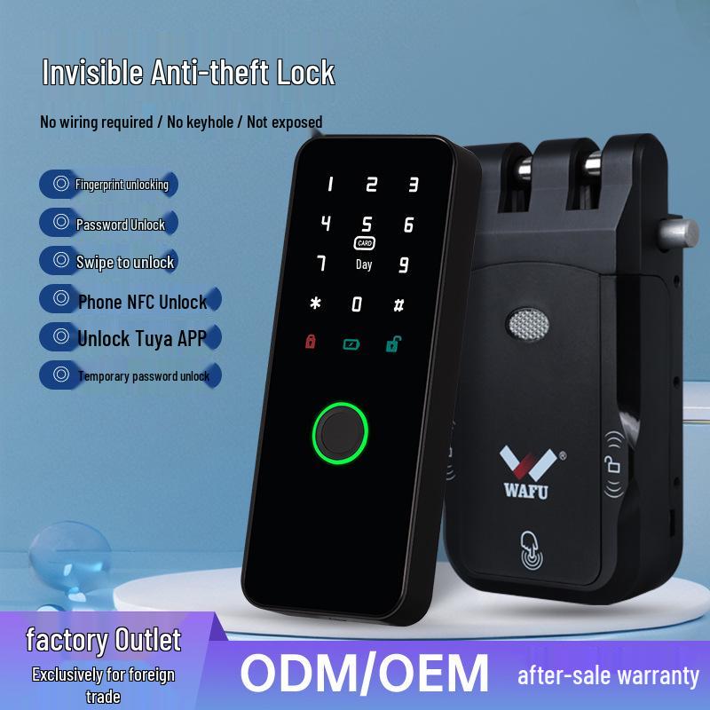 Home Electronic Induction Sliding Door Lock - Invisible Anti-theft, Wireless Card Swipe, Electric Control, Integrated Access Control Lock.