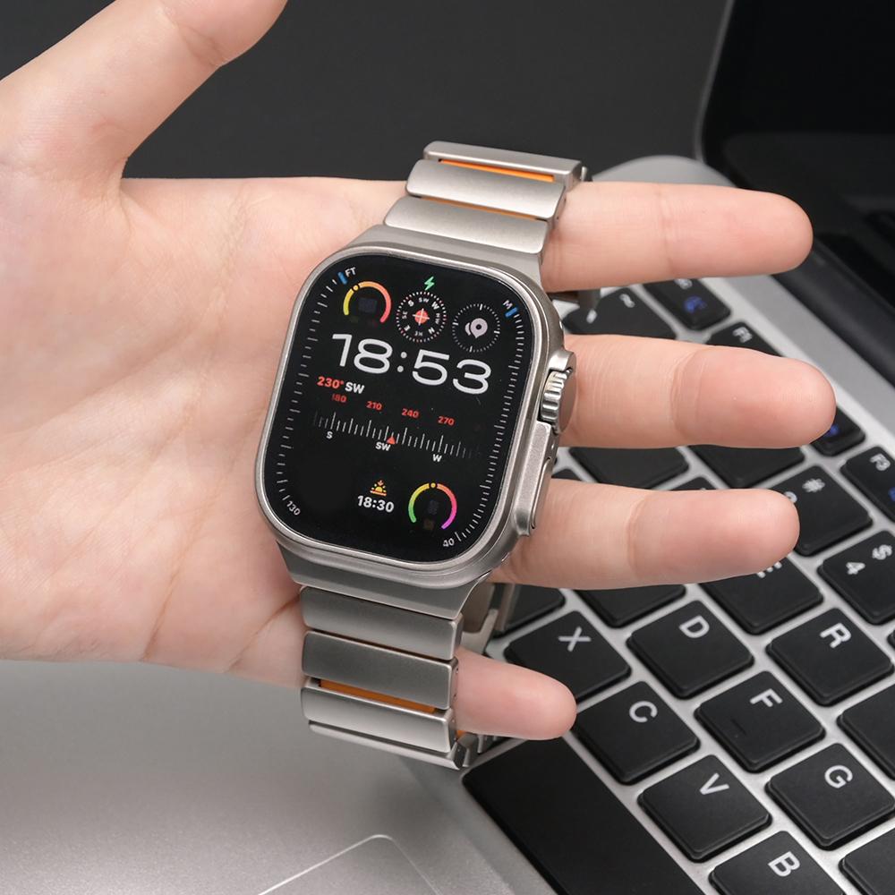 Titanium Rubber Watchband for Apple Watch Band Ultra 3 2 49mm 10 11 46mm Butterfly Clasp Strap for Iwatch 9 8 7 45mm 6 SE 3 44mm