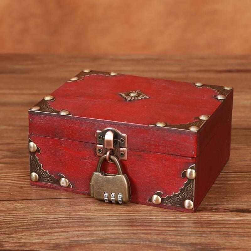 New Chinese Style Wooden Desktop Organizer Box With Lock For Jewelry Storage