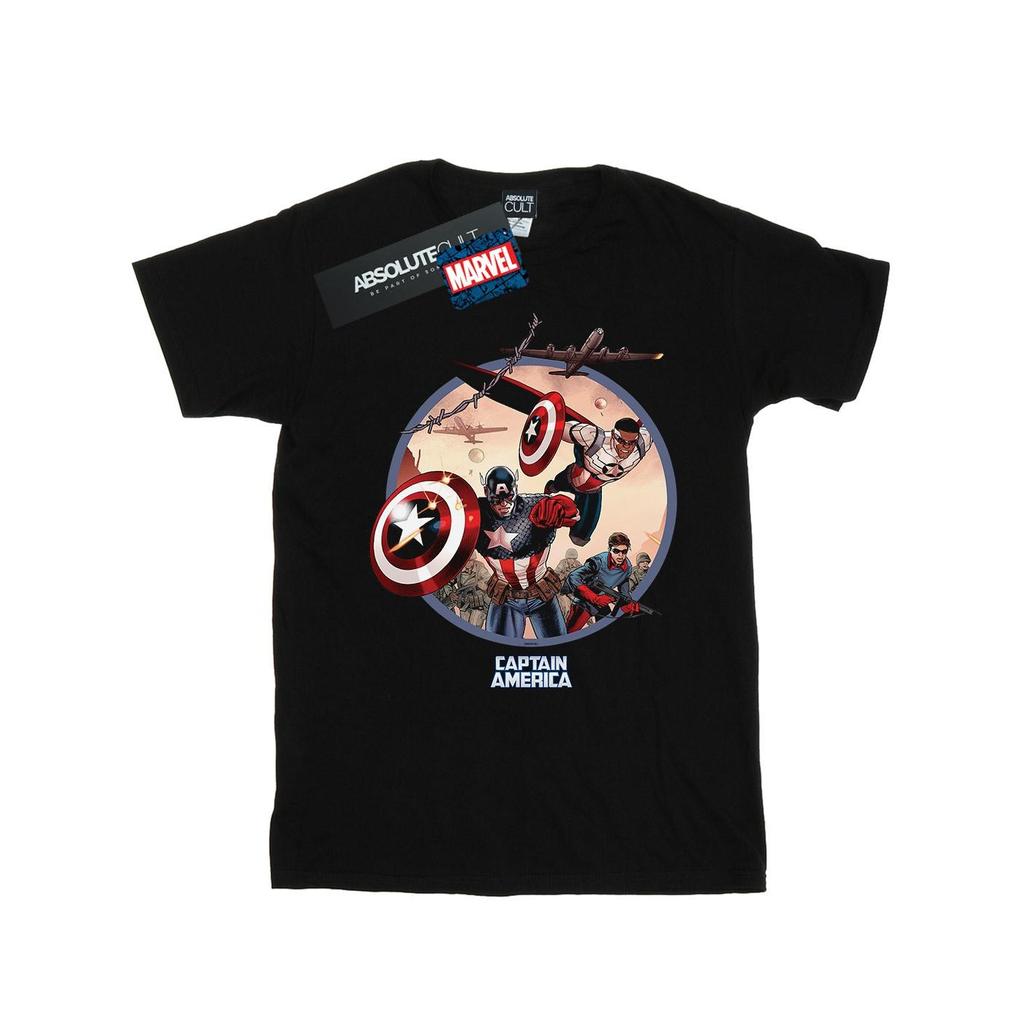 Marvel Mens Captain America And Falcon In Battle T-Shirt