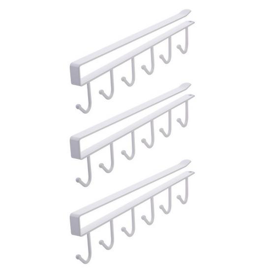 3/6Pcs Shelf Mug Hanger Storage Hooks Simple Installation Under-Cabinet Coffee Mug Holder Kitchen Utensils Organizer