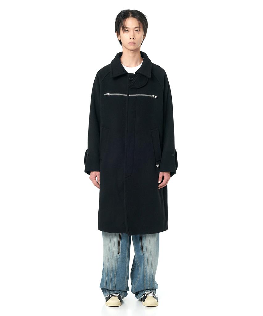Openyard(Oy) F.Z Balmacaan Coat-Black
