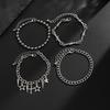 SHIXIN Trendy Multi Layer Stackable Cuban Chain Bracelet Men Hip Hop Pentagram Jesus Cross Rivet Pendant Bracelet Punk Jewelry