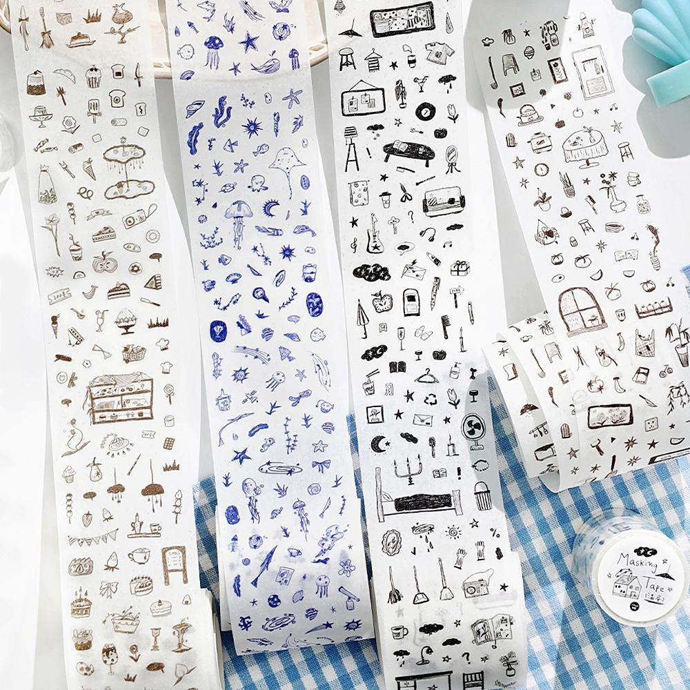 60mm*2m Korean Style Cute Washi Tape DIY Scrapbooking Hand Account Decorative Tapes Collage Planner Diary Stationary Stickers