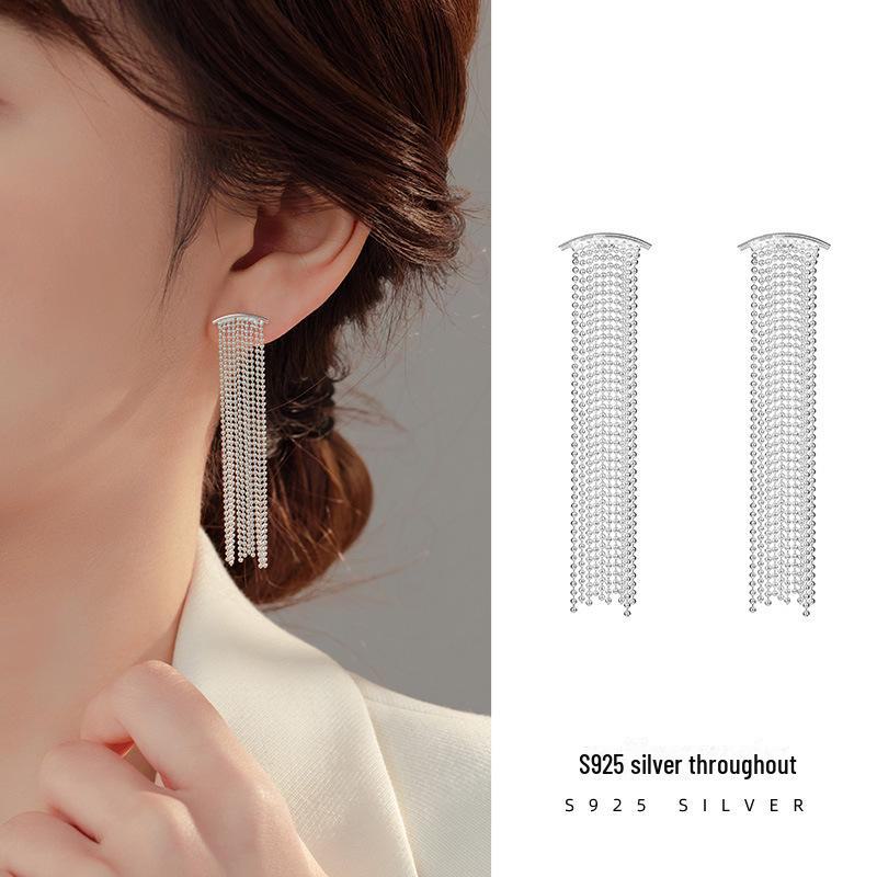 Серьги Banyan Tree S925 Silver Waterfall с длинными кисточками для женщин - Royal Sister Style Fashion
