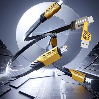 Кабель для передачи данных Mecha 240 Вт 2-в-3 USB/Type-c на Type-c/Micro/L Сверхбыстрая зарядка 1,2 м для iPhone 15 16 Pro Max Xiaomi Android Phone
