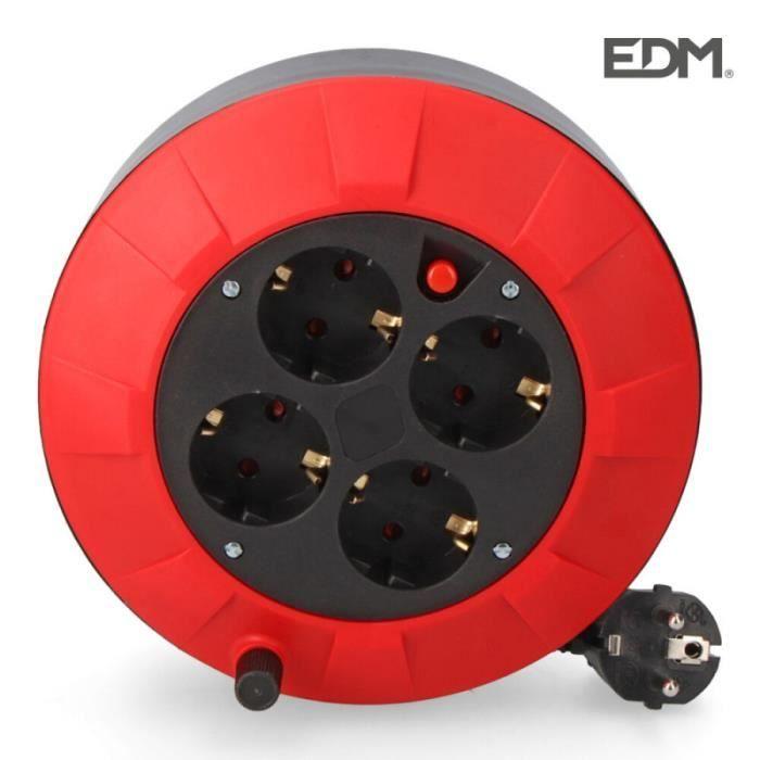 Кабельный барабан - edm - 5 м - 4 розетки - Термозащита - Для помещений