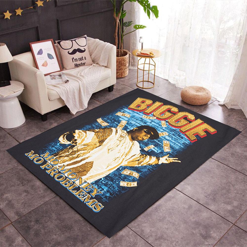 Biggie Money Problems Themed Anti-Slip Rugs - Polyester Home Decor, Suitable for Bedrooms, Living Rooms, Doorways, Studios, and Decorations