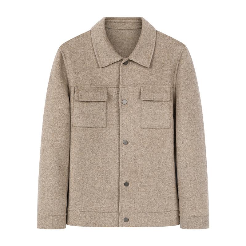 Мужская шерстяная куртка, куртка осень-зима, корейская версия, облегающая, модная, двухсторонняя, шерстяная, мужская, повседневная, короткая