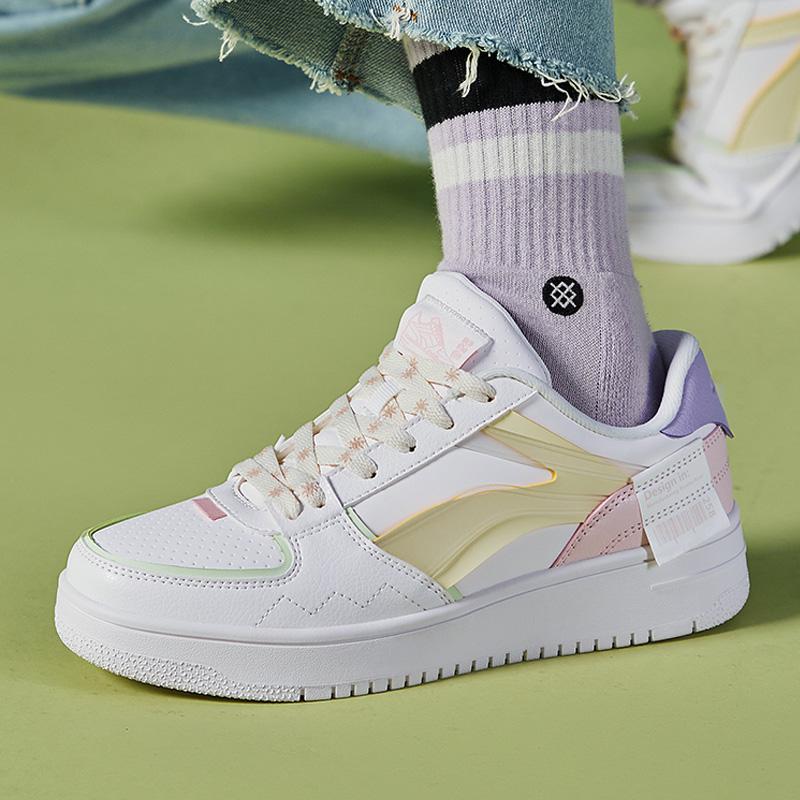 Li Ning Искусственная кожа Нескользящие, Износостойкие, Легкие Низкие кеды для скейтборда Женские AGCQ378-7