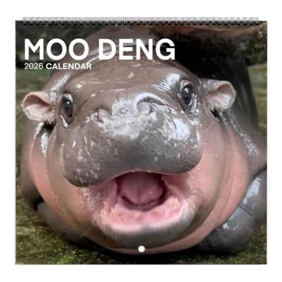 Moo Deng Calendar 2026 Pygmy Hippo Wall Calendar Monthly Planner Hanging Hippopotamus Calendar Gift for Hippo Lovers