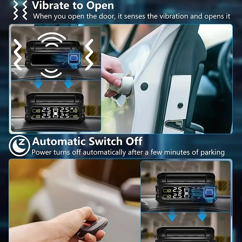 Беспроводная система контроля давления в шинах с кронштейном на солнечной батарее для легковых автомобилей, внедорожников, пикапов, минивэнов и внедорожников с 4 датчиками