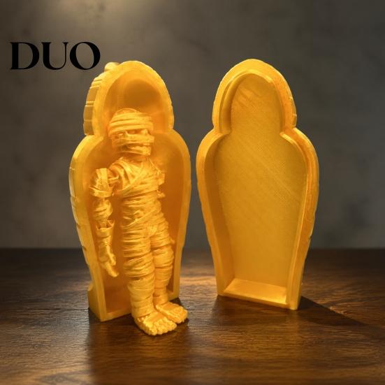 Trendy Room Decor 3D Printed Pharaoh Sarcophagus Mummy Set, Articulated Figurine with Atmospheric Scene Layout Storage Case, Collectible Ancient