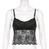 Gothic Black Mesh Butterfly Cropped Tank Top Lace Vest Tops Backless Sexy