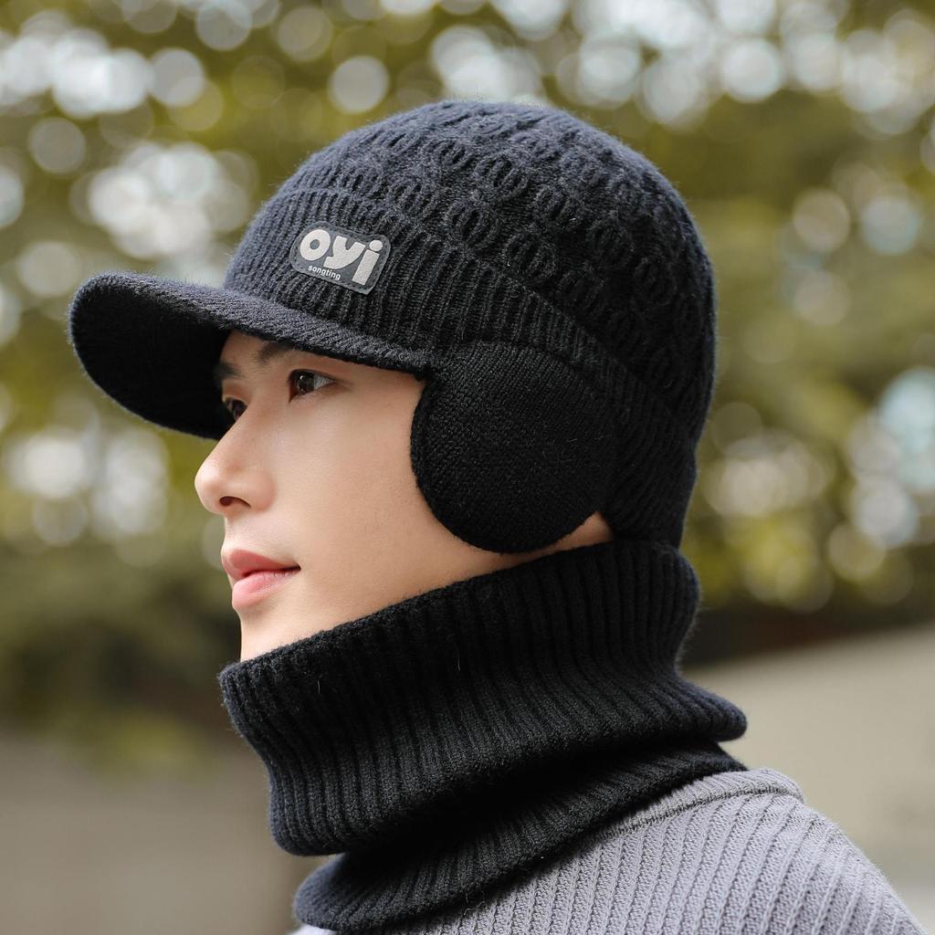 Woolen Hat for Men In Winter Windproof Large Brim Warm and Cold Hat New Knitted Hat Autumn and Winter Cold Proof Hat for Men