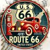 Винтажное металлическое настенное панно Route 66 для гаража, бара, дома 20x20 см